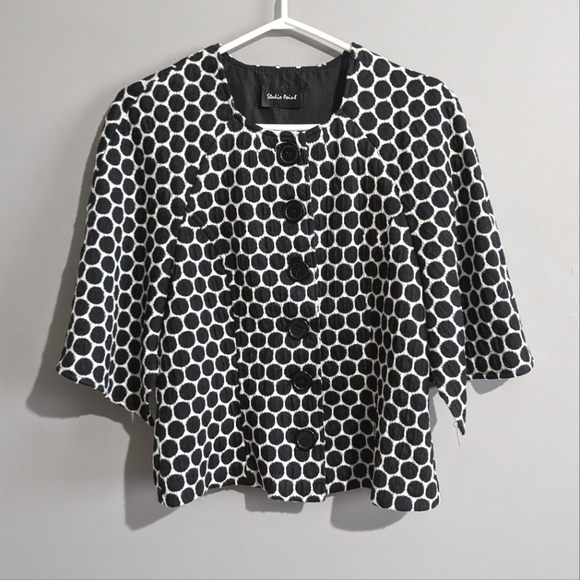 Vintage Studio Point L/G Black and White polka dot jacket with flowey sleeves - Picture 1 of 9
